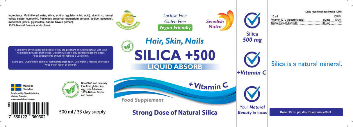 Természetes szilícium-dioxid+ /500 ml, 33 ADAG/ <tc>Swedish Nutra</tc>
