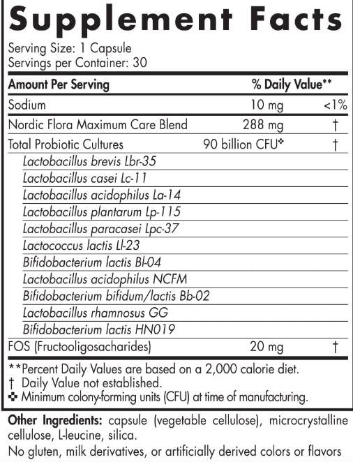 Nordic Flora Probiotic Maximum Care | 90 milliárd aktív sejt – 30 kapszula