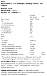 Norvég tőkehalmájolaj 1000 mg | Citrom ízű - 180 gél kapszula