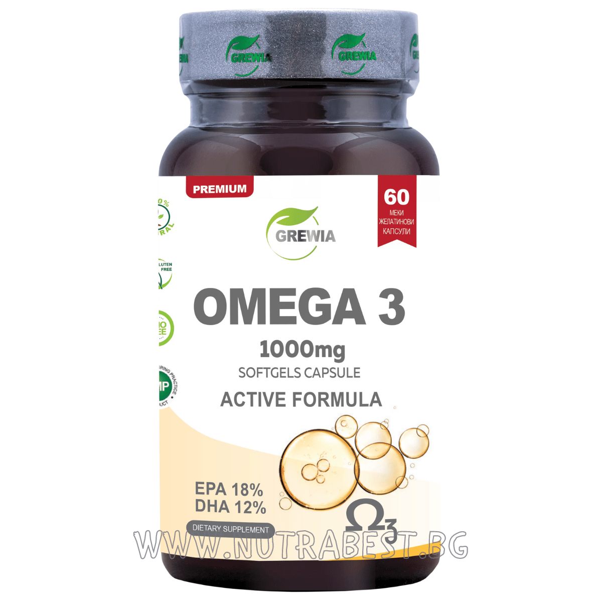 OMEGA 3 1000 mg – AKTÍV FORMULA /60 KAPSZULA, 30 ADAG/ GREWIA