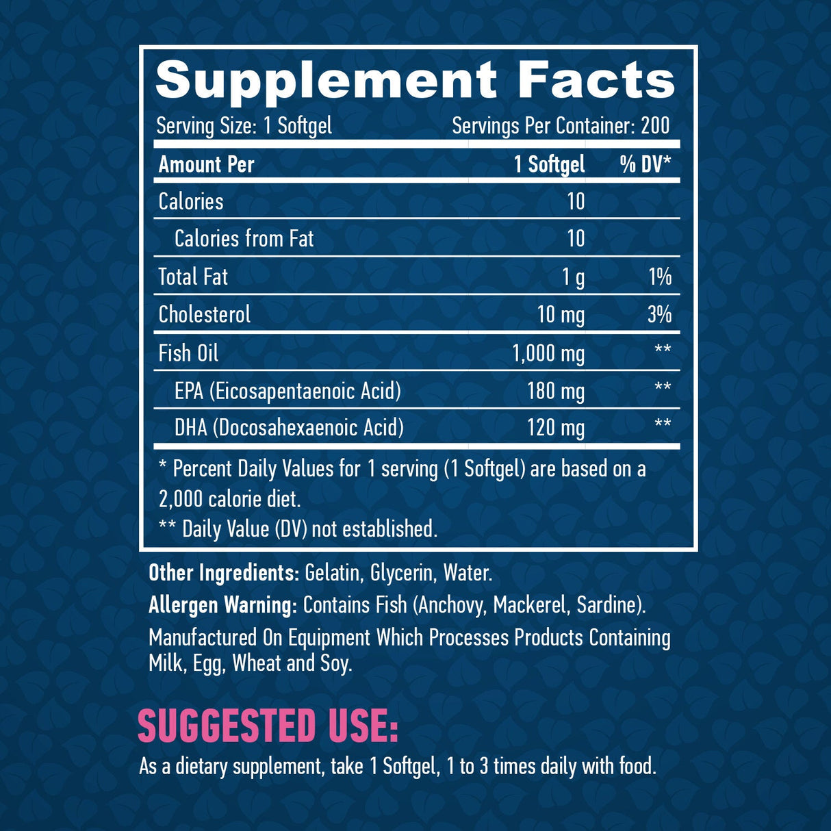 Omega 3 1000 mg./200 Softgels