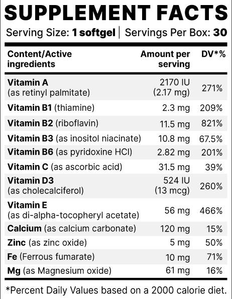 OptiVit BP | Esszenciális vitaminok & Ásványi anyagok - 30 gélkapszula