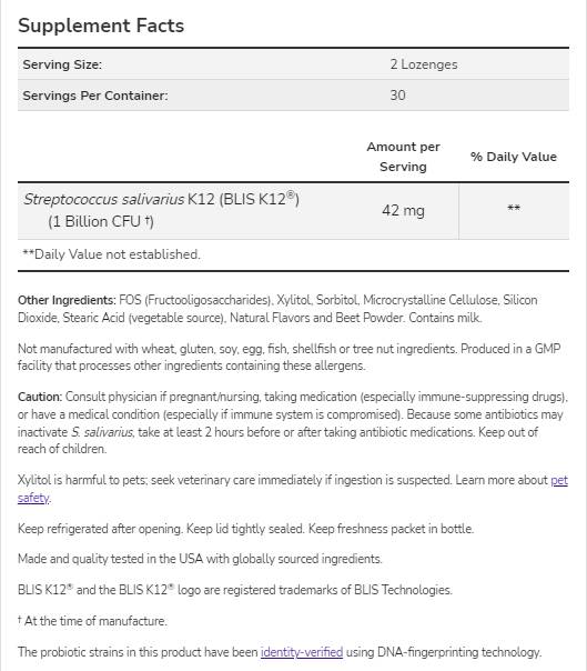 OralBiotic® | Streptococcus Salivarius - 60 nyelv alatti tabletta