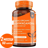 Organic Ashwagandha KSM 66 - Bio Ashwagandha 500 mg 60 vegán kapszula