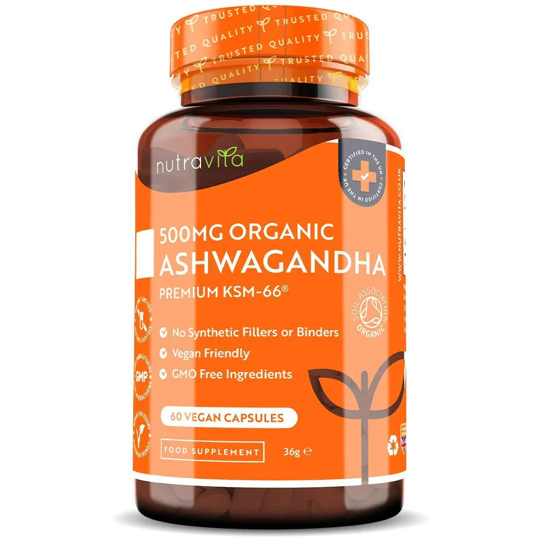 Organic Ashwagandha KSM 66 - Bio Ashwagandha 500 mg 60 vegán kapszula