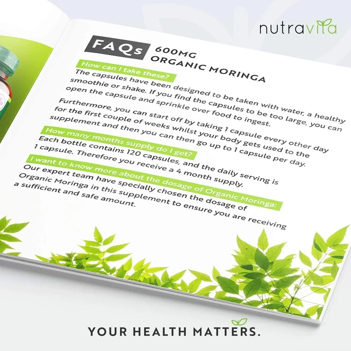 Organic Moringa - Bio Moringa 600 mg 120 Vegán kapszula