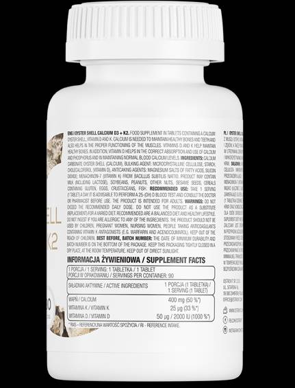 Oyster Shell Calcium 400 mg/D3 + K2 90 tablettával