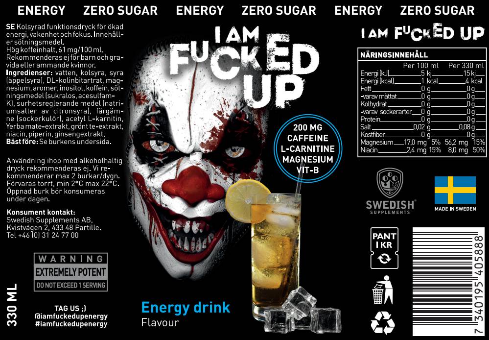 I am F#CKED UP JOKER | Energy Drink ~ Zero Sugar - 330 ml - Nutra Best Europe