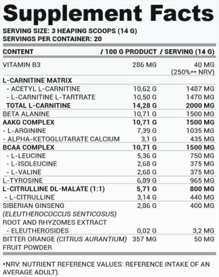 PWO Zero Koffeine | Stim-mentes edzés előtti púder - 280 gramm
