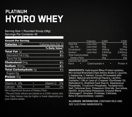 Platinum Hydro Whey 3,5 lbs. - 1600 kg