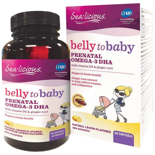 Sea Licious Omega 3 Belly To Baby DHA for Pregnant Women 816 mg 60 Gel capsules - Nutra Best Europe