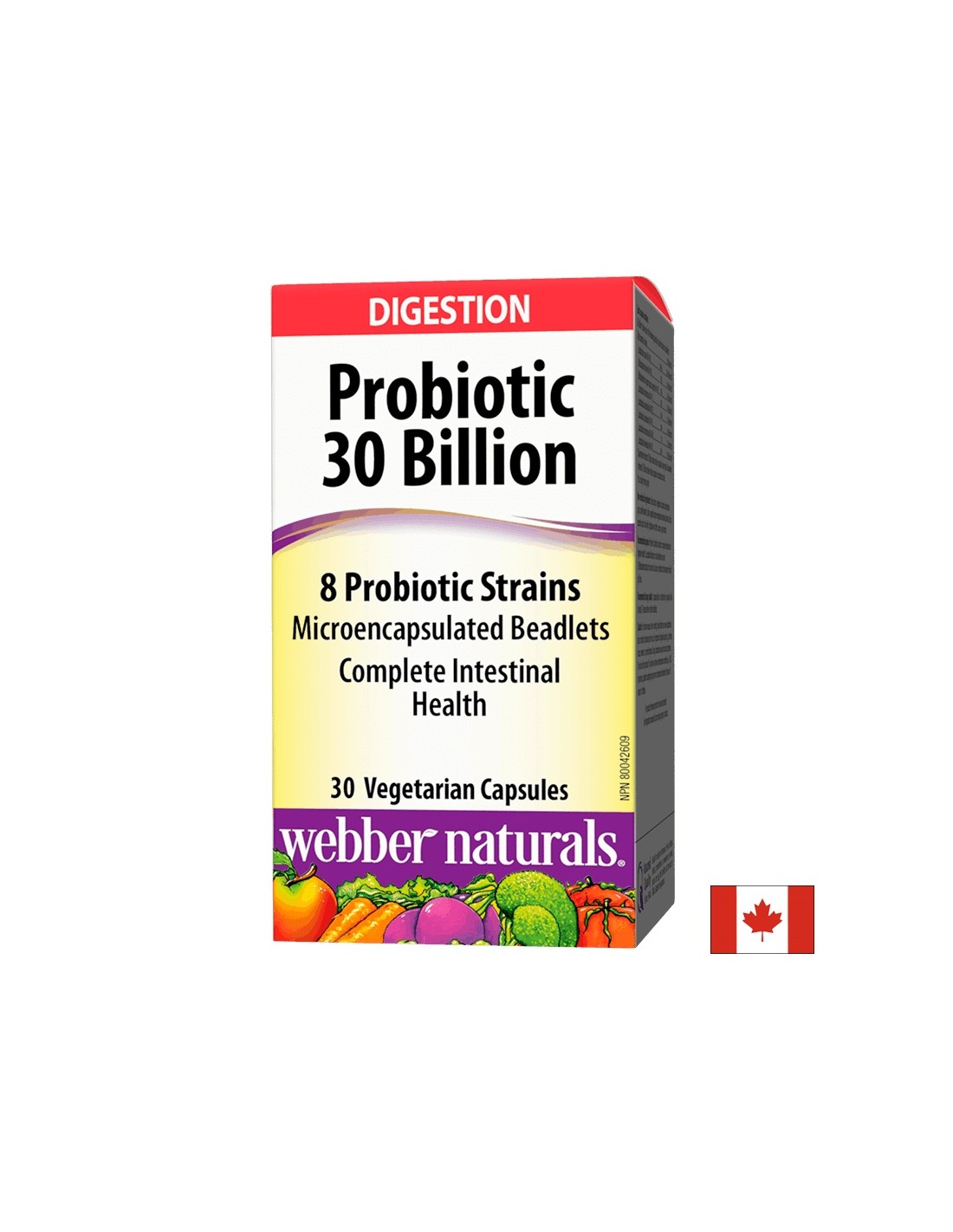 Probiotikum 30 milliárd/8 probiotikus törzs/Probiotikum, 30 milliárd aktív probiotikum, 8 probiotikus törzs, 30 kapszula <tc>Webber Naturals</tc>