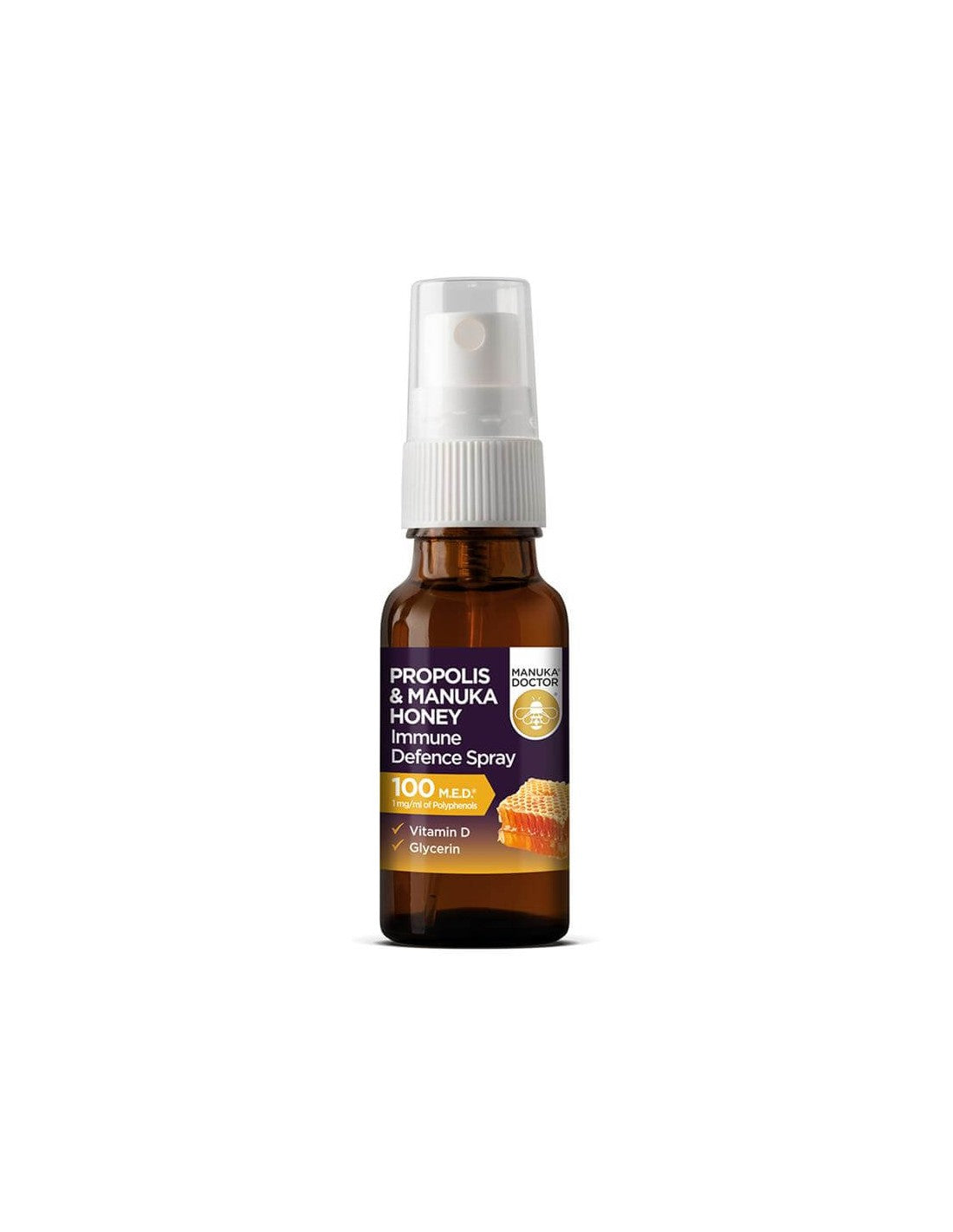 Méhszurok & Manuka mézes immunvédő spray 100 M.E.D.®/Szájspray manuka mézzel, propolisszal és D-vitaminnal, 20 ml