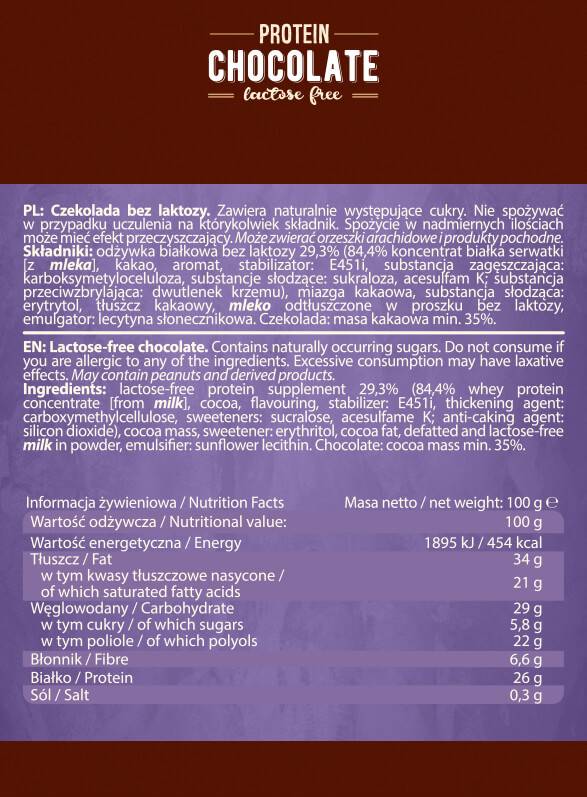 Protein csokoládé | Laktózmentes - 100 gramm