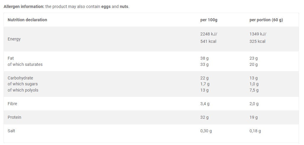 Protein Snack – alacsony szénhidráttartalmú fehérjesüti – 60 gramm