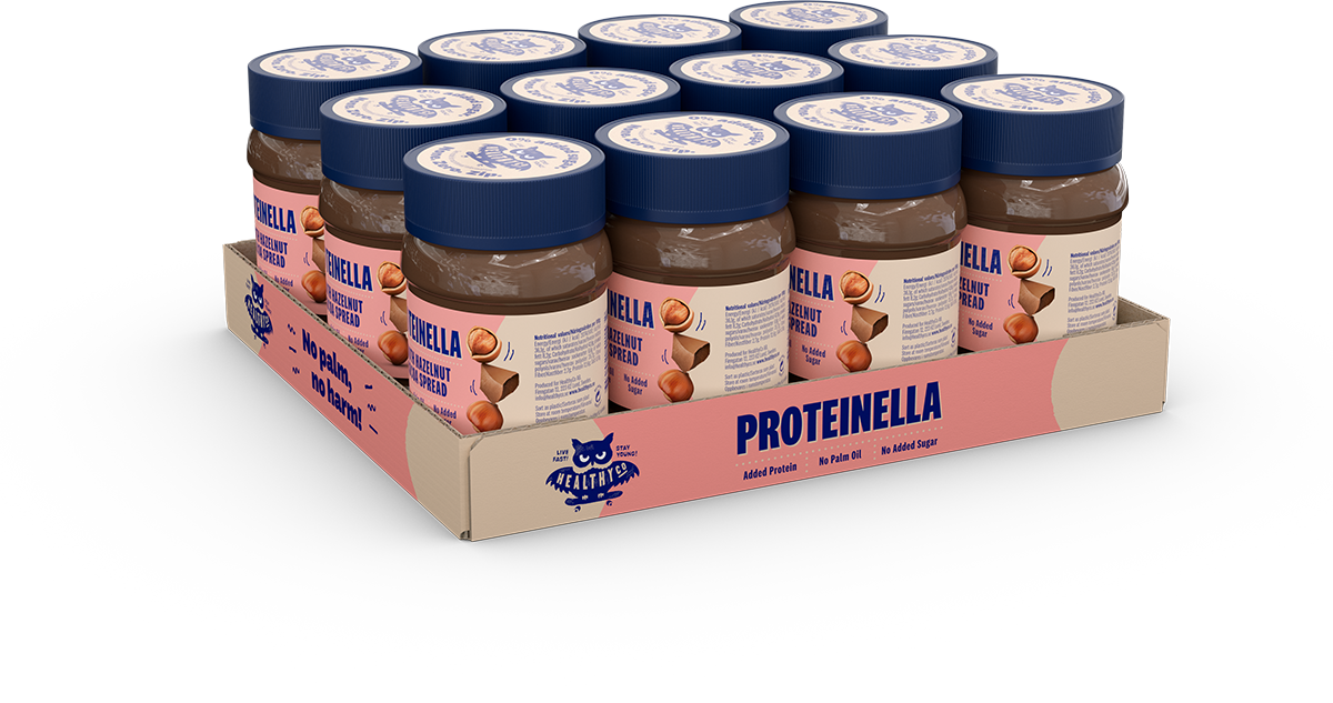 Proteinella Mogyoró és kakaó 400 g - folyékony csokoládé hozzáadott cukor és pálmaolaj nélkül