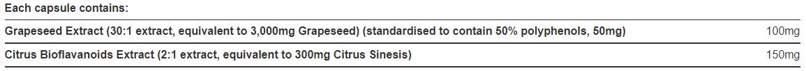 Grapeseed Extract 100 mg / Double Strength - 50 capsules - Nutra Best Europe