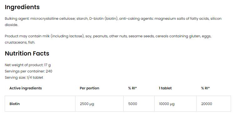 Biotin 10.000 MAX 60 Tablets - Nutra Best Europe