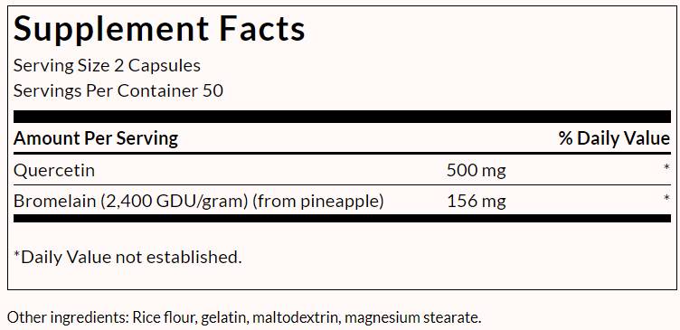Kvercetin & Bromelain - Fejlett Formula - 100 kapszula