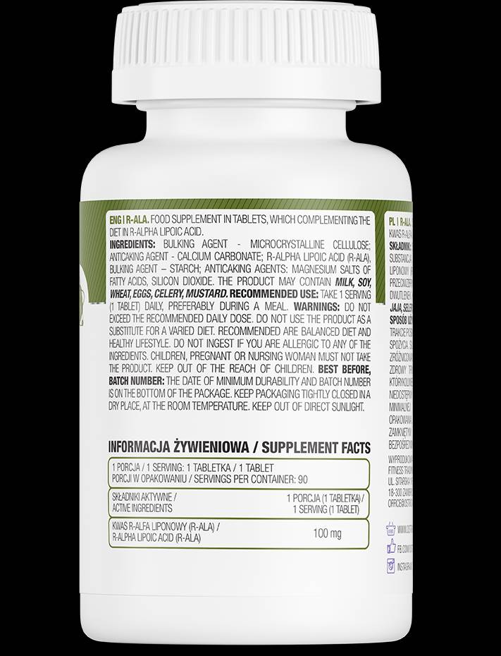 R-ALA 100 mg 90 Tablets - Nutra Best Europe
