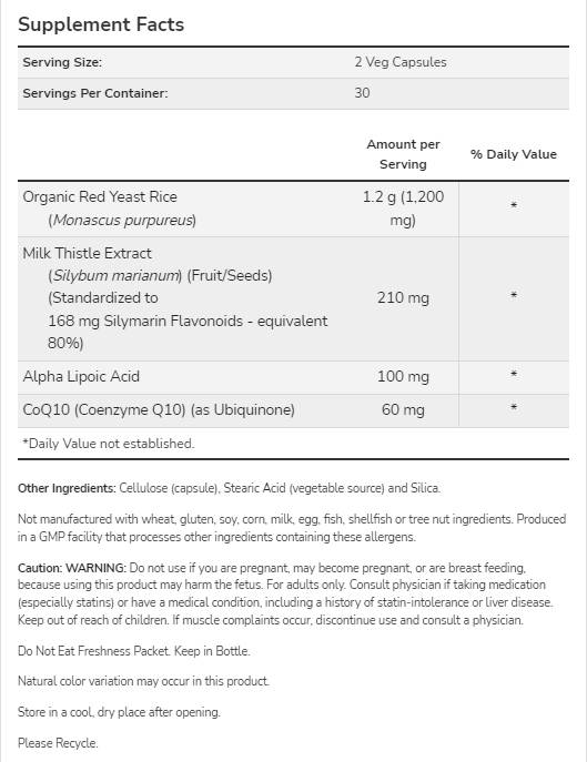 Red Yeast Rice 600 mg CoQ10 30 mg - 60 kapszula