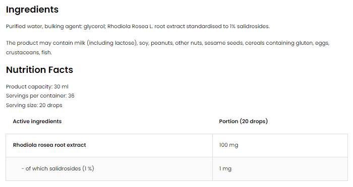 Rhodiola Rosea cseppek | Rhodiola gyökér kivonat 30 ml