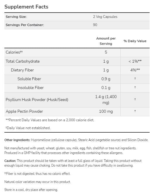 Psyllium Husk 700 mg | with Apple Pectin - 360 capsules - Nutra Best Europe