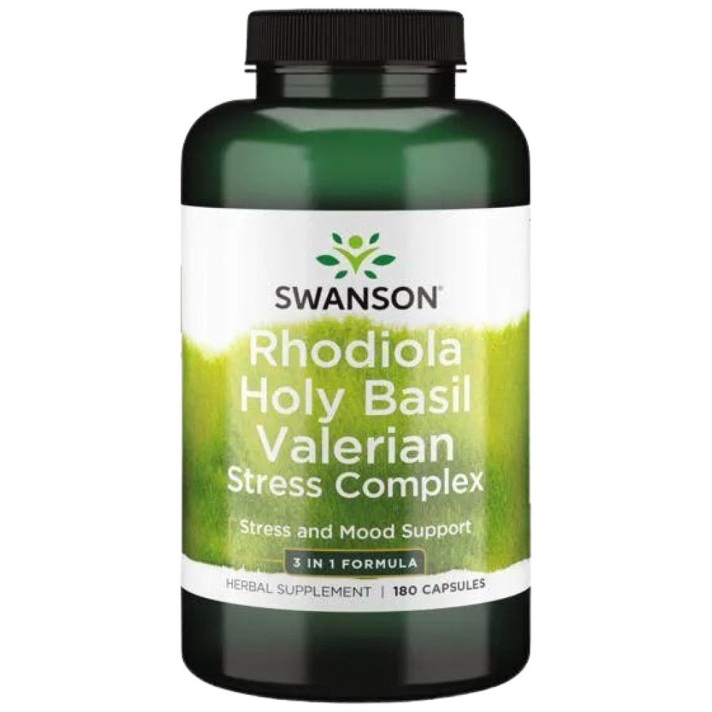 Rhodiola Holy Basil Valerian Stress Complex - 180 capsules - Nutra Best Europe