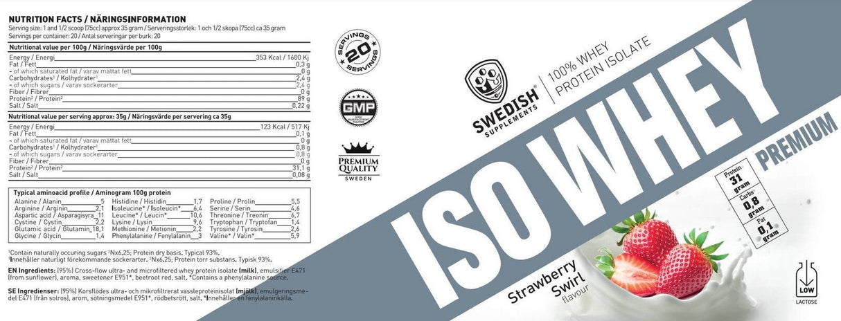 <tc>Swedish Supplements</tc> ISO tejsavó/prémium izolátum fehérje [700 gramm, 20 adag]
