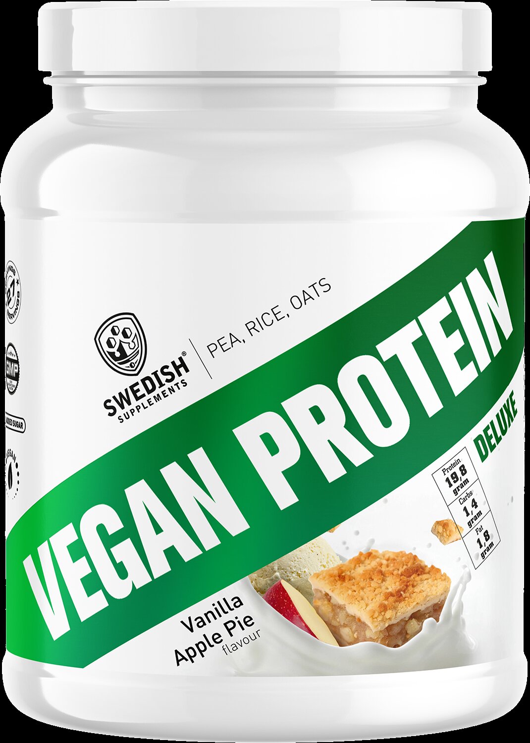 <tc>Swedish Supplements</tc> Vegán Fehérje Deluxe | borsóból, rizsből és zabból [750 gramm, 27 adag]