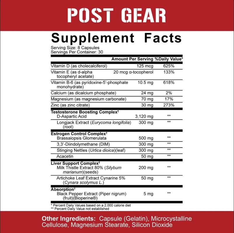 Post Gear | The Complete Post Cycle Therapy - PCT Formula 240 capsules - Nutra Best Europe