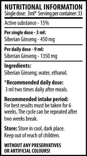 Siberian Ginseng - 100 ml - Nutra Best Europe