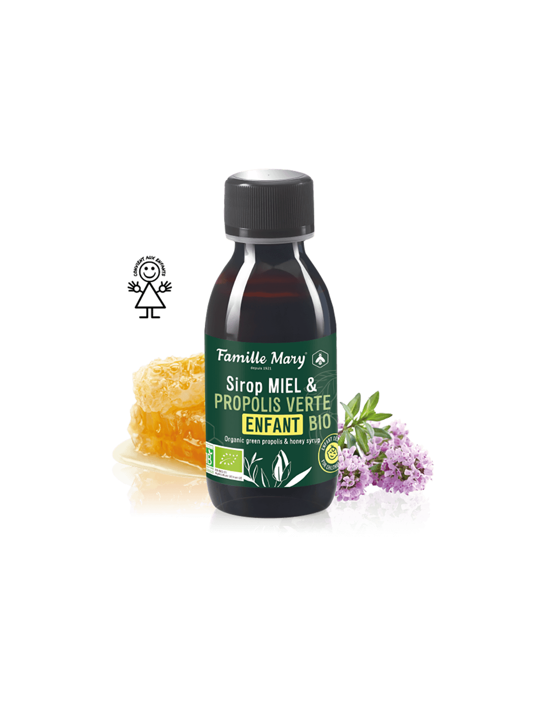 Sirop Miel & Propolis Verte Enfant Bio/Gyermek szirup mézzel és zöld propolisszal (bio), 125 ml Famille Mary