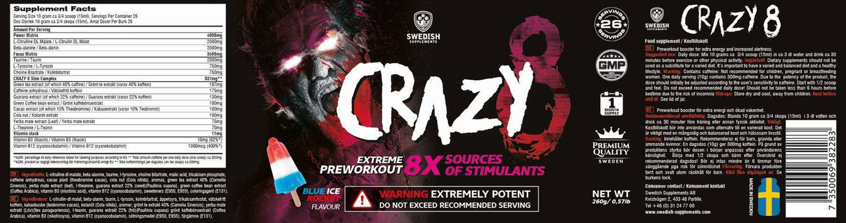 Crazy 8 / Extreme PreWorkout - 260 grams - Nutra Best Europe