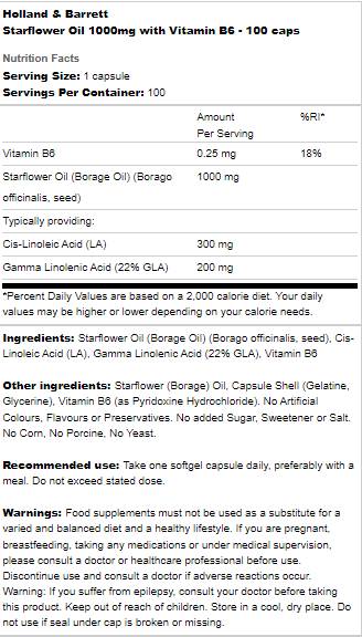 Csillagvirág olaj 1000mg | B6-vitaminnal - 100 kapszula