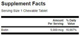 Sublingual Biotin 5000 mcg 60 Chewable Tablets - Nutra Best Europe