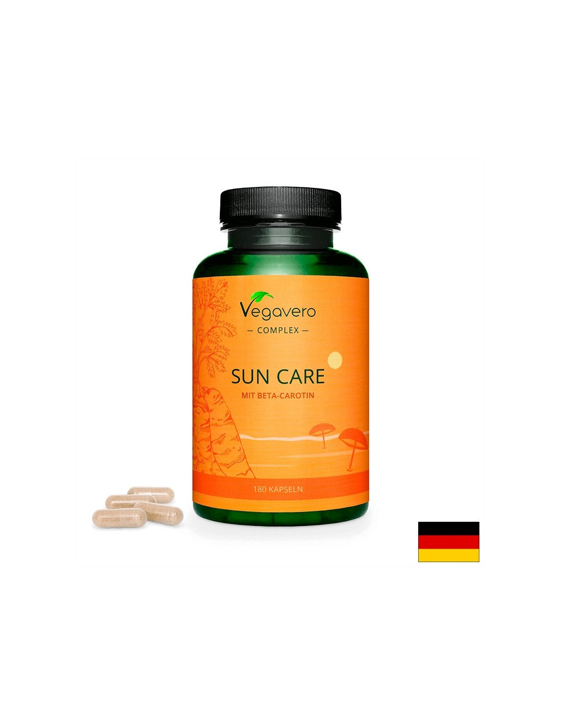 Sun Care napozó formula béta-karotinnal - Bársonyos, táplált és egészséges bőrért, 180 kapszula <tc>Vegavero</tc>