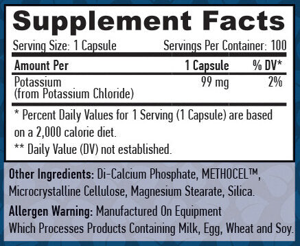 Elnyújtott felszabadulású kálium 99 mg./100 Vcaps.