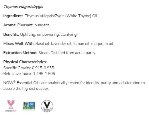 White Thyme Oil | 100% Thymus Vulgaris / Zygis - 30 ml - Nutra Best Europe