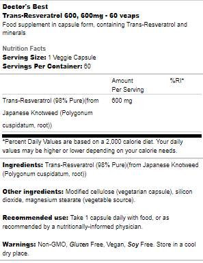 Trans-Resveratrol 600 mg - 60 kapszula