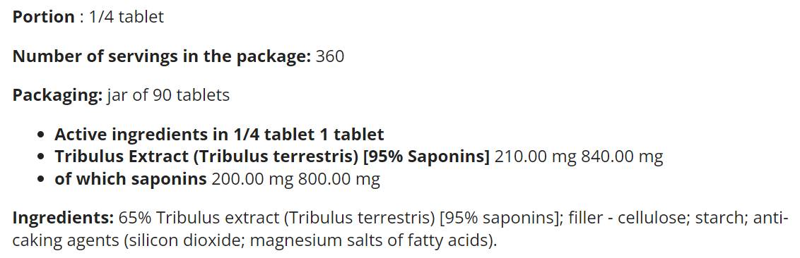 Tribulon Max - Tribulus Terrestris 95% - 90 tabletta