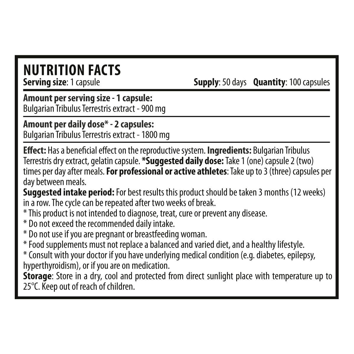 Tribulus Max 1800 mg - 100 kapszula