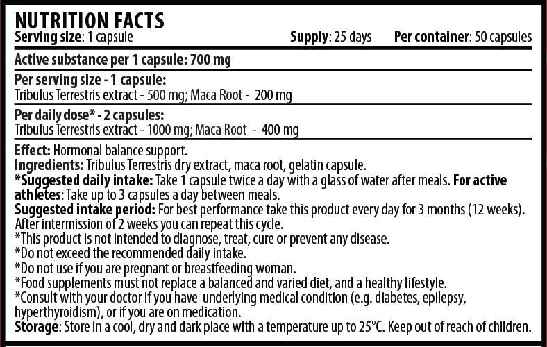 Tribulus With Maca 1400 mg - 50 kapszula