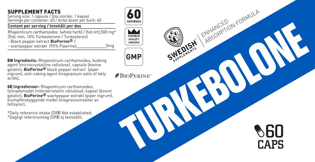 Turkebolone | Turkeszteron 500 mg BioPerine®-nel - 60 kapszula