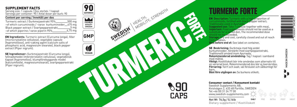 Kurkuma Forte 500 mg | 95% kurkumin kivonat fekete borssal - 90 kapszula