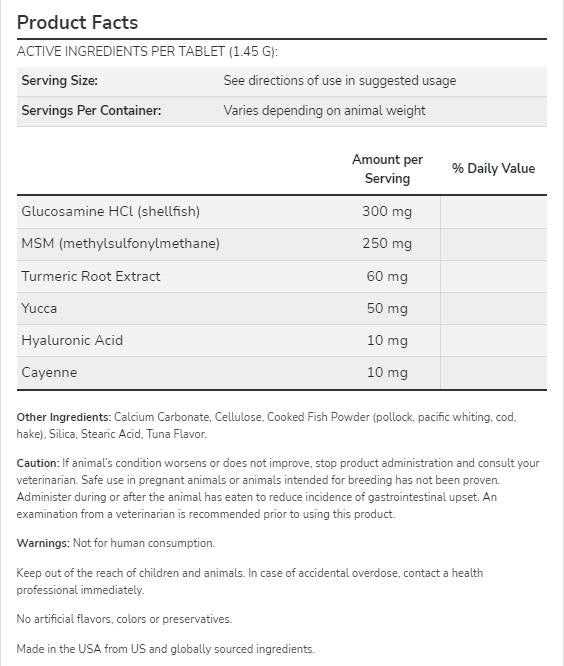 Joint Support Chewable Tablets | for Dogs & Cats - 90 Chewable Tablets - Nutra Best Europe