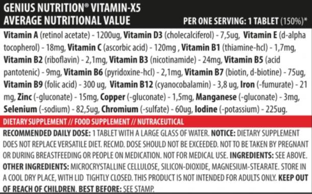 Vitamin-X5 - 120 Tablets - Nutra Best Europe