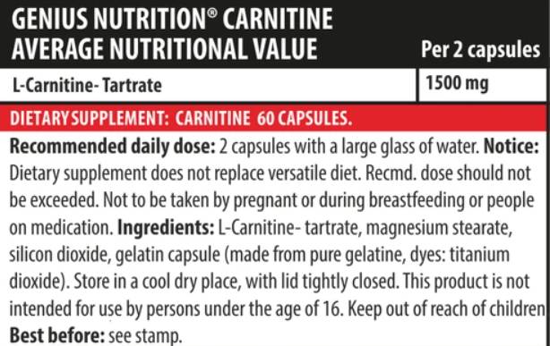 Carnitine - 60 capsules - Nutra Best Europe