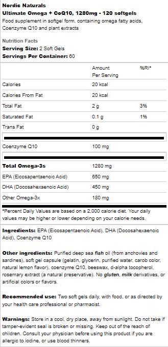Ultimate Omega 1280 mg + CoQ10 - 120 gél kapszula