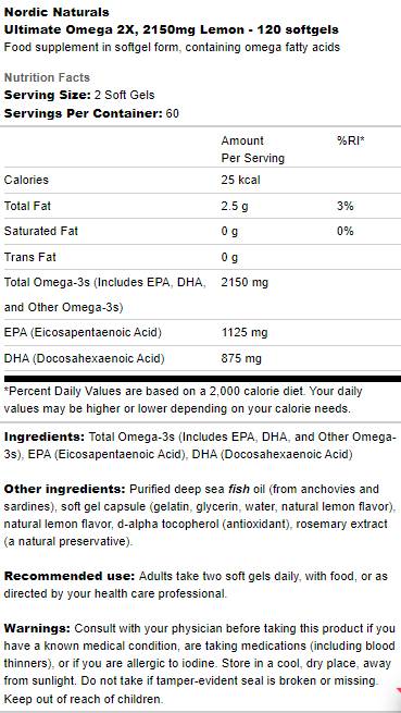 Ultimate Omega 2X 2150 mg - 180 Softgels